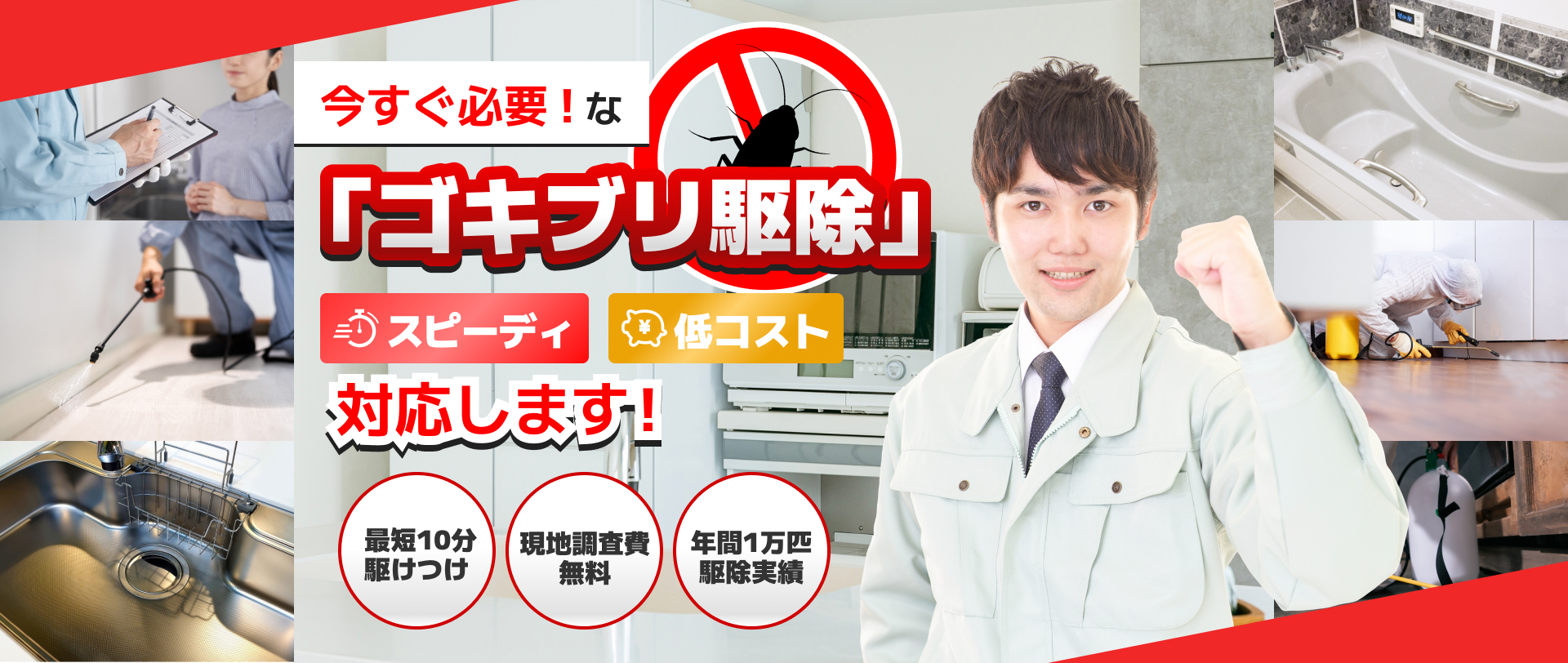 今すぐ必要な「ゴキブリ駆除」にスピード対応・低コスト対応します！